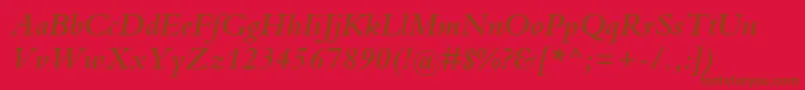 BemboMtSemiboldItalic Font – Brown Fonts on Red Background