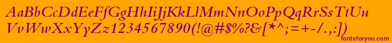 BemboMtSemiboldItalic Font – Purple Fonts on Orange Background