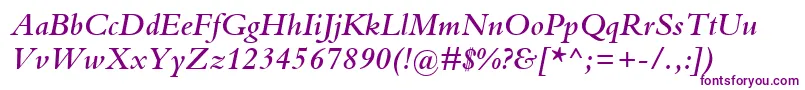 BemboMtSemiboldItalic Font – Purple Fonts on White Background