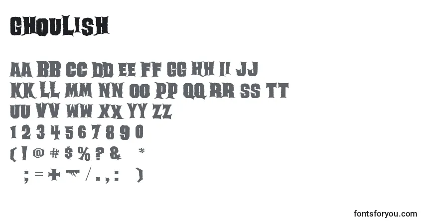 Fuente Ghoulish - alfabeto, números, caracteres especiales