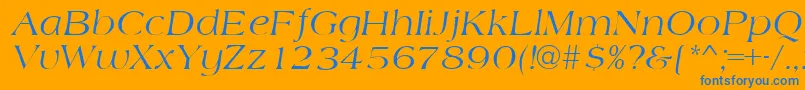 AmidbItalic-Schriftart – Blaue Schriften auf orangefarbenem Hintergrund