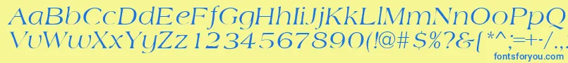 フォントAmidbItalic – 青い文字が黄色の背景にあります。