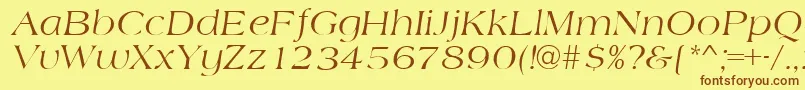 フォントAmidbItalic – 茶色の文字が黄色の背景にあります。