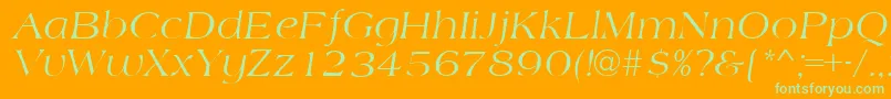 AmidbItalic-Schriftart – Grüne Schriften auf orangefarbenem Hintergrund