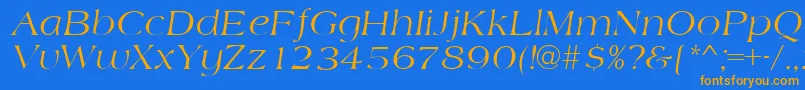 フォントAmidbItalic – オレンジ色の文字が青い背景にあります。