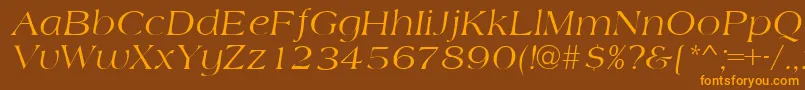 AmidbItalic-Schriftart – Orangefarbene Schriften auf braunem Hintergrund