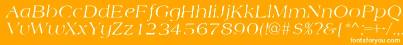 AmidbItalic-Schriftart – Weiße Schriften auf orangefarbenem Hintergrund