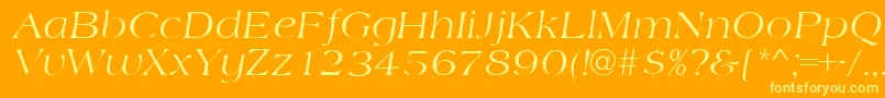 AmidbItalic-Schriftart – Gelbe Schriften auf orangefarbenem Hintergrund