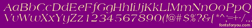 AmidbItalic-Schriftart – Gelbe Schriften auf violettem Hintergrund