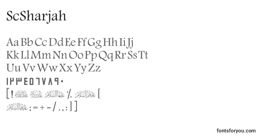 A fonte ScSharjah – alfabeto, números, caracteres especiais