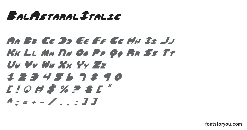 A fonte BalAstaralItalic – alfabeto, números, caracteres especiais