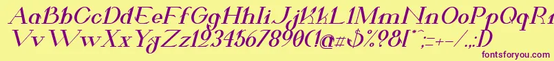 ValkyrieBoldExtendedItalic Font – Purple Fonts on Yellow Background