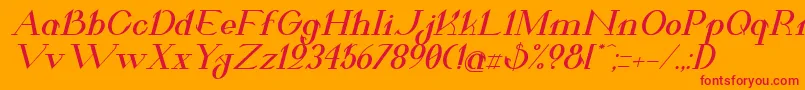ValkyrieBoldExtendedItalic Font – Red Fonts on Orange Background