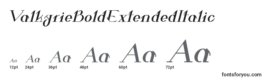 Размеры шрифта ValkyrieBoldExtendedItalic