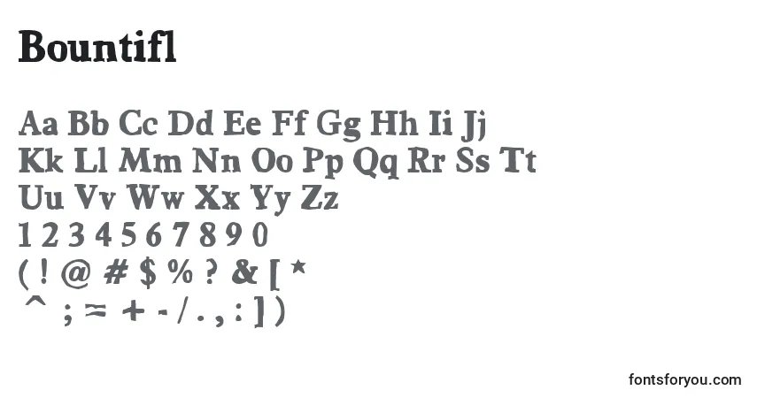 A fonte Bountifl – alfabeto, números, caracteres especiais