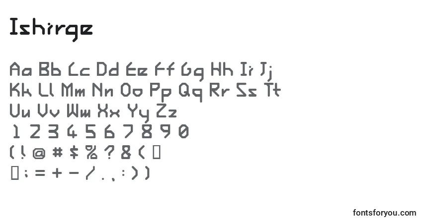 Schriftart Ishirge – Alphabet, Zahlen, spezielle Symbole