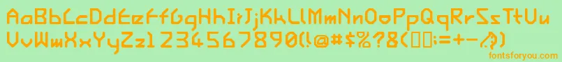 Ishirge-Schriftart – Orangefarbene Schriften auf grünem Hintergrund
