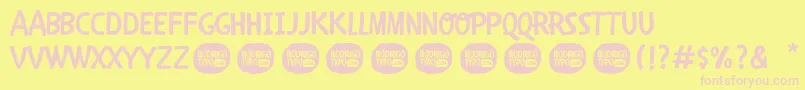 ChildrenOne-fontti – vaaleanpunaiset fontit keltaisella taustalla