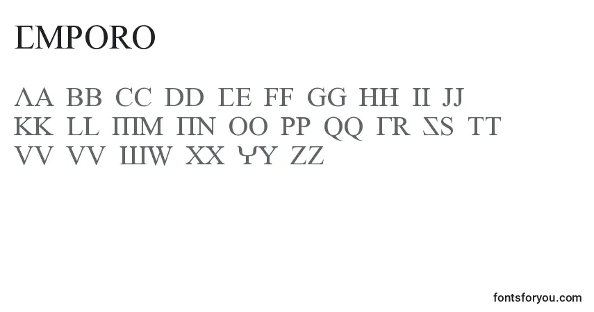 Schriftart Emporo – Alphabet, Zahlen, spezielle Symbole
