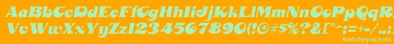 Weitere Informationen zur MahoneyItalic-Schriftart MahoneyItalic-Schriftart – Grüne Schriften auf orangefarbenem Hintergrund