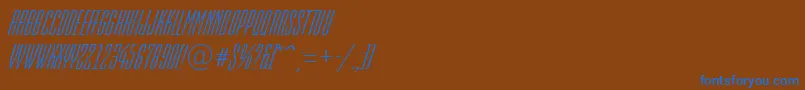 AEmpirialItalic-Schriftart – Blaue Schriften auf braunem Hintergrund