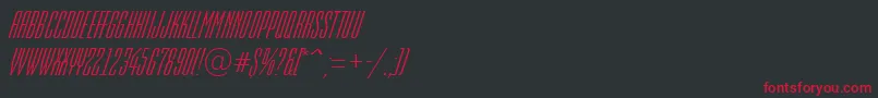 フォントAEmpirialItalic – 黒い背景に赤い文字