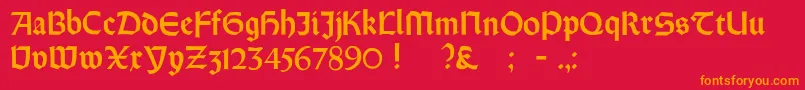 フォントOrotundHeavy – 赤い背景にオレンジの文字