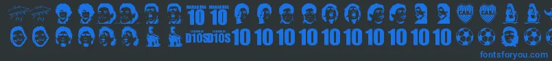 Fonte GrandeMaradona – fontes azuis em um fundo preto