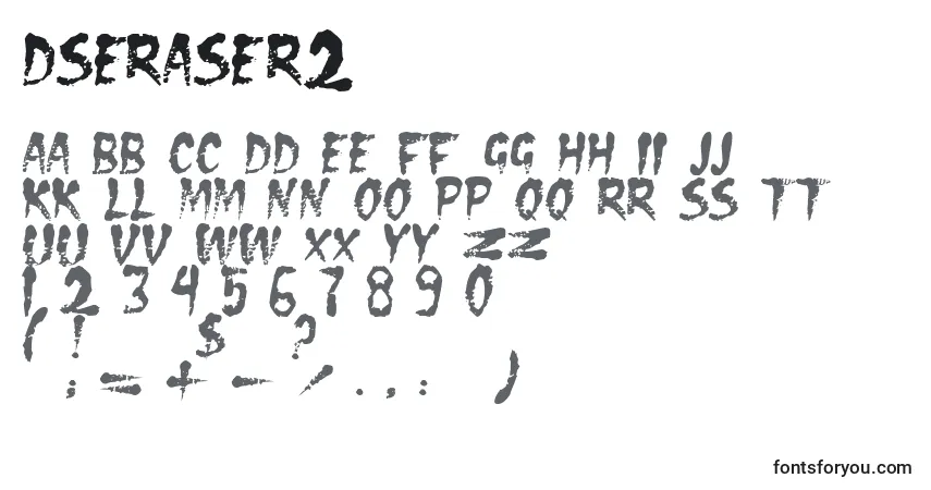 Czcionka DsEraser2 – alfabet, cyfry, specjalne znaki