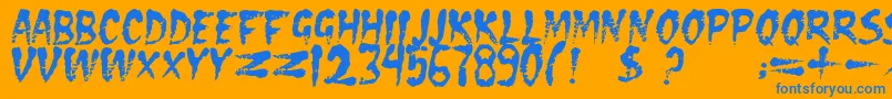 DsEraser2-Schriftart – Blaue Schriften auf orangefarbenem Hintergrund