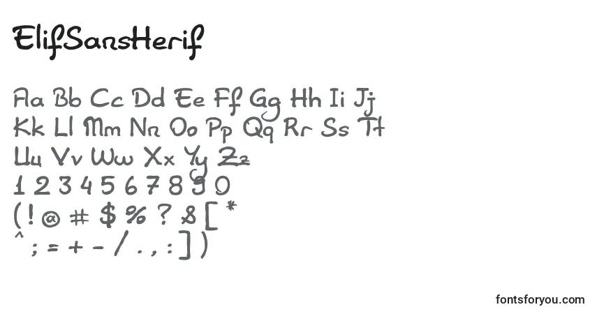 A fonte ElifSansHerif – alfabeto, números, caracteres especiais