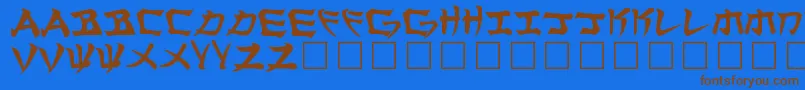 Manglo-Schriftart – Braune Schriften auf blauem Hintergrund