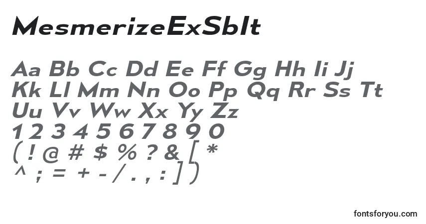 Шрифт MesmerizeExSbIt – алфавит, цифры, специальные символы