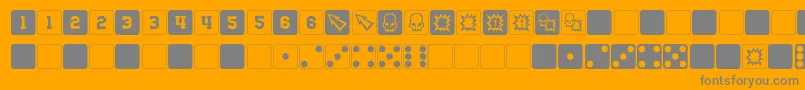 DpolyBlockDice-fontti – harmaat kirjasimet oranssilla taustalla