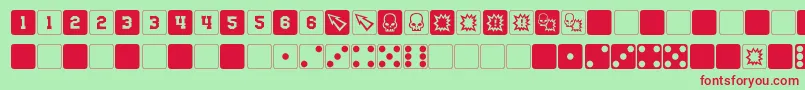 DpolyBlockDice Font – Red Fonts on Green Background