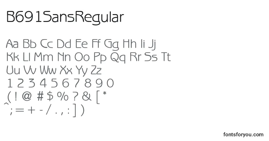 Schriftart B691SansRegular – Alphabet, Zahlen, spezielle Symbole
