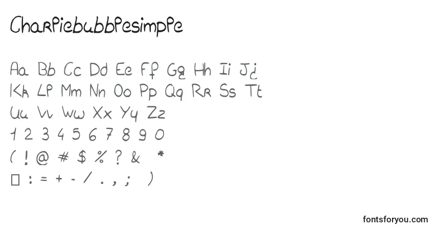 Schriftart Charliebubblesimple – Alphabet, Zahlen, spezielle Symbole