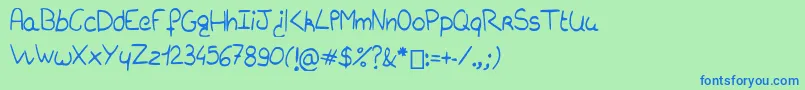 Charliebubblesimple-Schriftart – Blaue Schriften auf grünem Hintergrund
