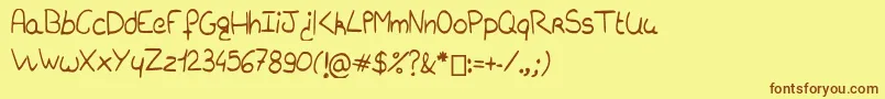 Charliebubblesimple-Schriftart – Braune Schriften auf gelbem Hintergrund