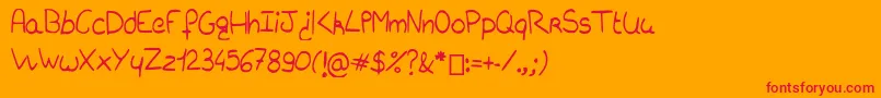 Więcej informacji o czcionce Charliebubblesimple Czcionka Charliebubblesimple – czerwone czcionki na pomarańczowym tle