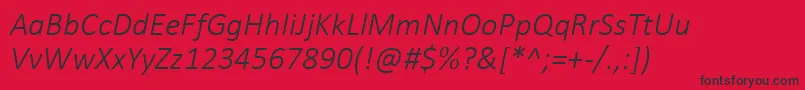 Czcionka CalibriLightItalic – czarne czcionki na czerwonym tle