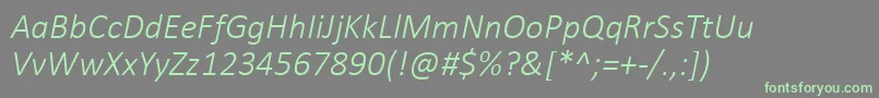 CalibriLightItalic Font – Green Fonts on Gray Background