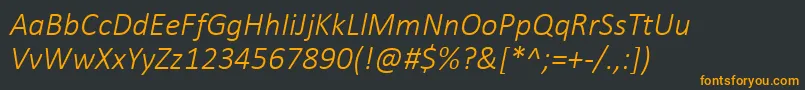 フォントCalibriLightItalic – 黒い背景にオレンジの文字