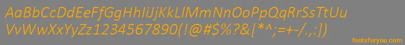 CalibriLightItalic-Schriftart – Orangefarbene Schriften auf grauem Hintergrund