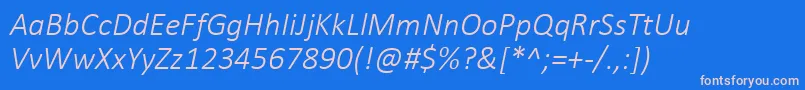 Fonte CalibriLightItalic – fontes rosa em um fundo azul