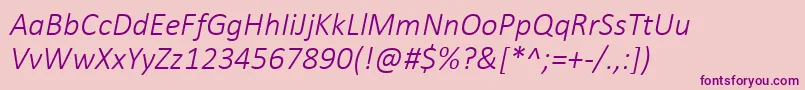 CalibriLightItalic-fontti – violetit fontit vaaleanpunaisella taustalla