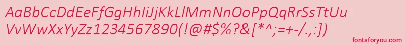 Czcionka CalibriLightItalic – czerwone czcionki na różowym tle
