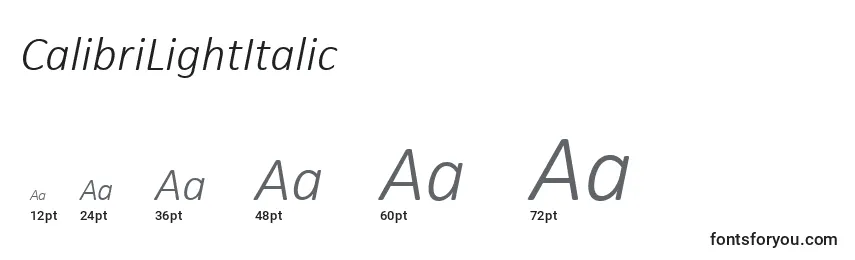 Размеры шрифта CalibriLightItalic