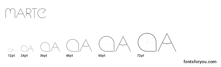 Размеры шрифта Marte