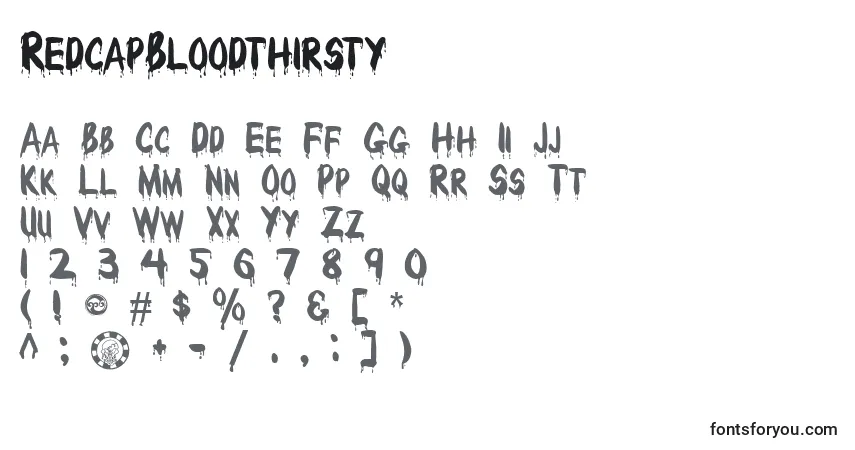 Czcionka RedcapBloodthirsty – alfabet, cyfry, specjalne znaki